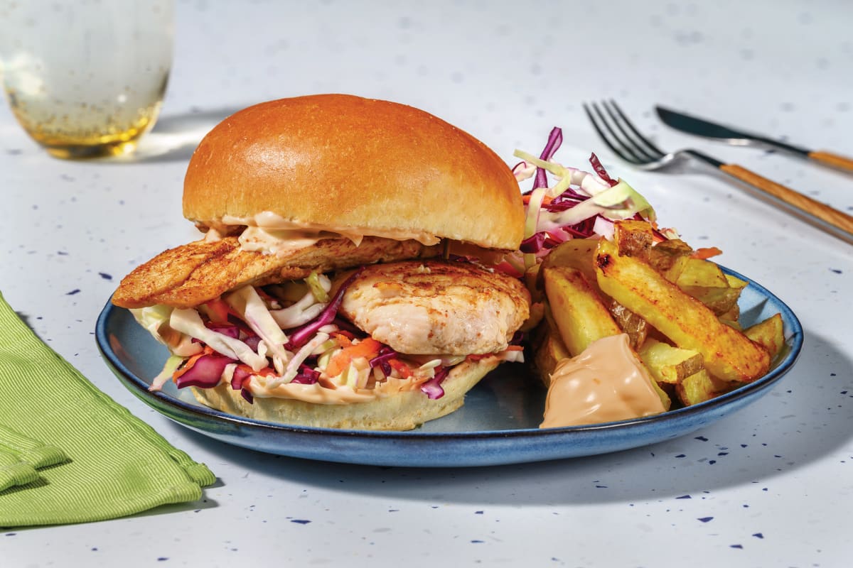 Double Smokey Chicken & Slaw Burger