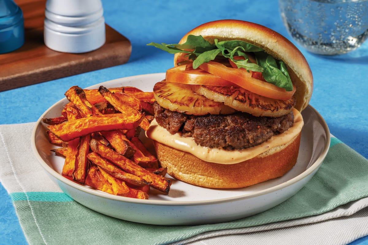 Caribbean Beef & Charred Pineapple Burger