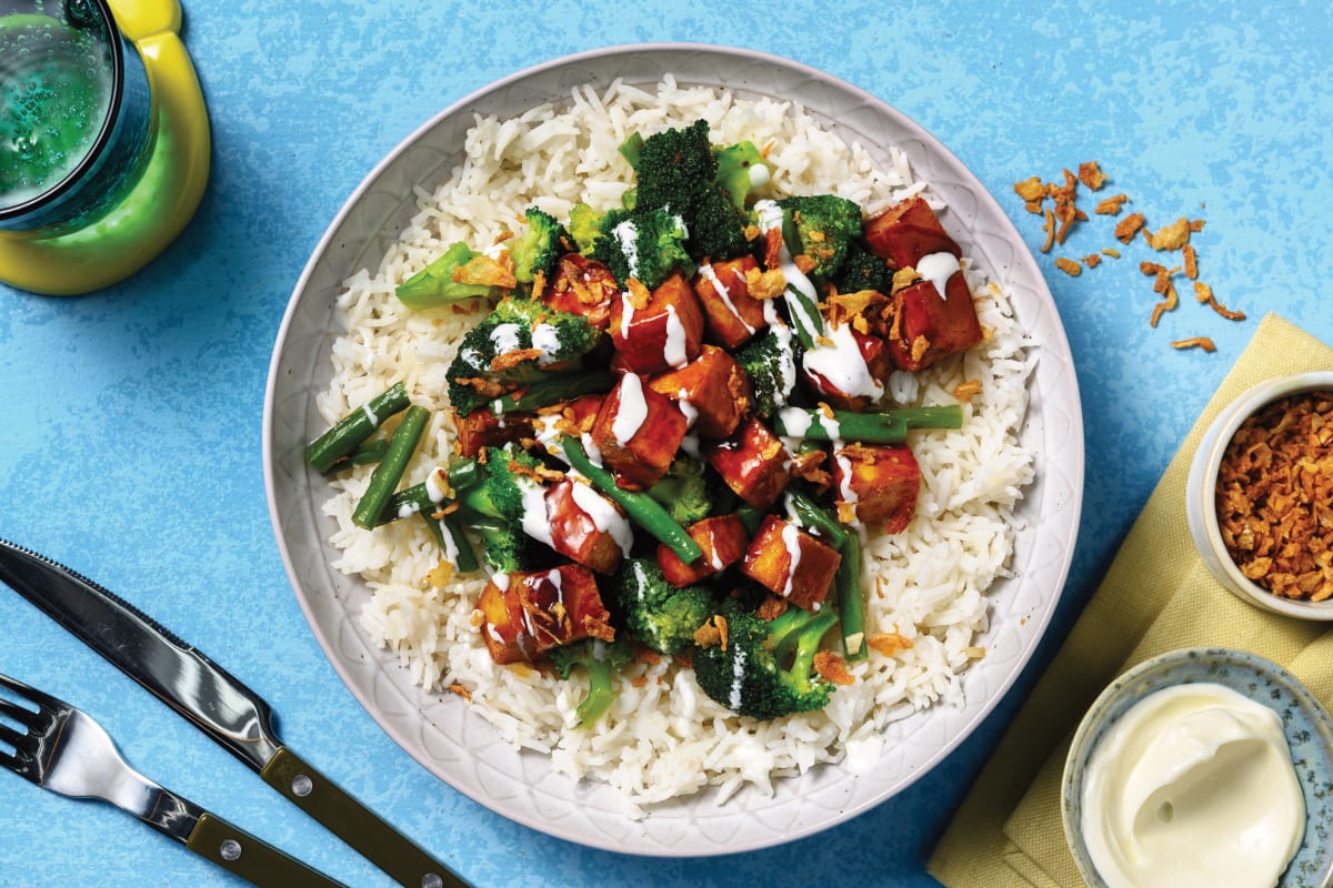 Sticky Tofu & Garlicky Greens Stir-Fry