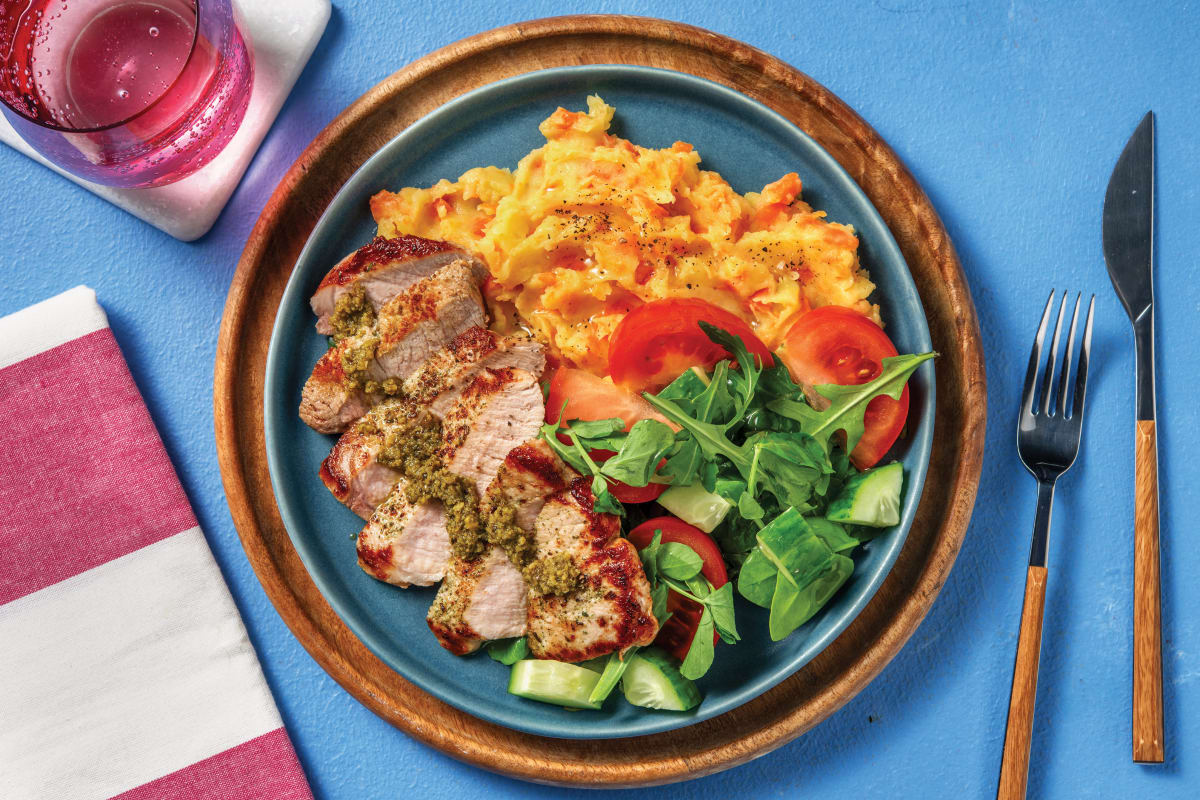 Quick Herby Beef & Carrot-Potato Mash