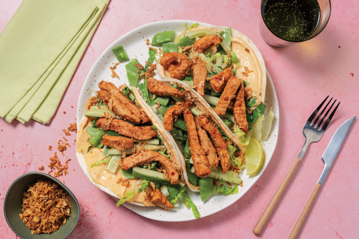 Double Sichuan Garlic Pork Tacos