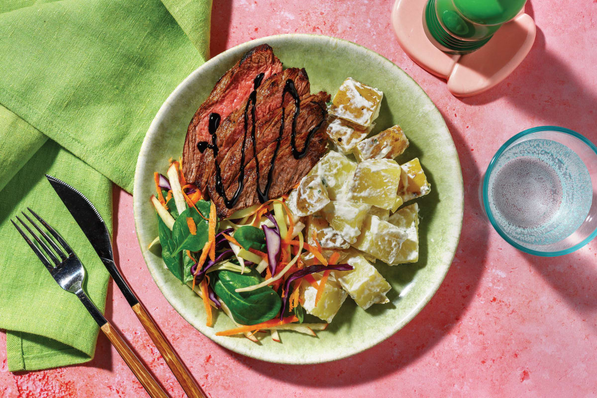 Balsamic-Glazed Beef Rump & Creamy Potato Salad