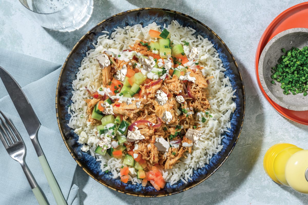 Peri-Peri Pulled Chicken & Fetta Rice Bowl