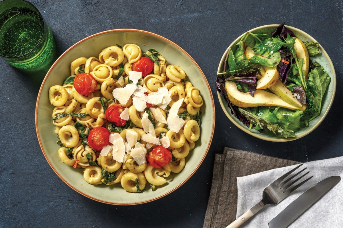 Quick Chicken, Tomato, Kale & Pesto Orecchiette