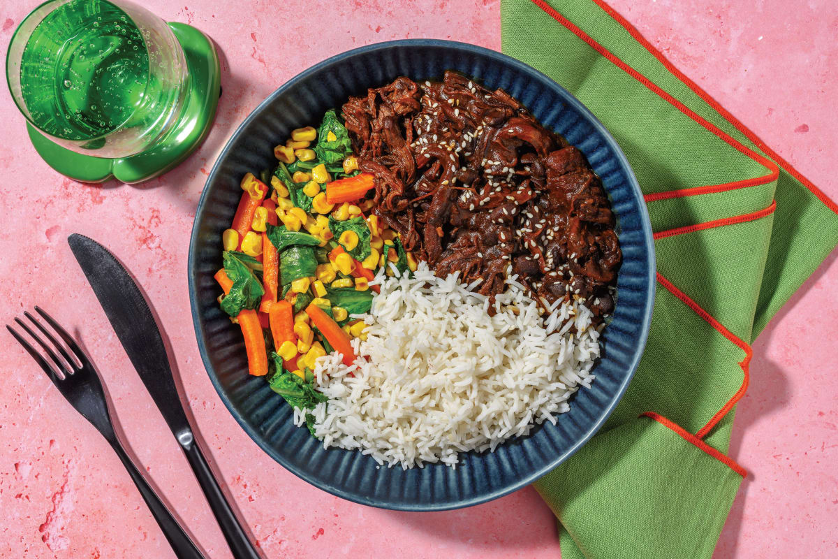 Asian Sticky Soy Beef Brisket Rice Bowl