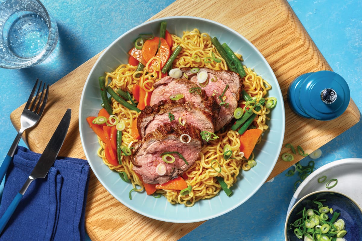 Chinese Roast Lamb & Egg Noodle Stir-Fry