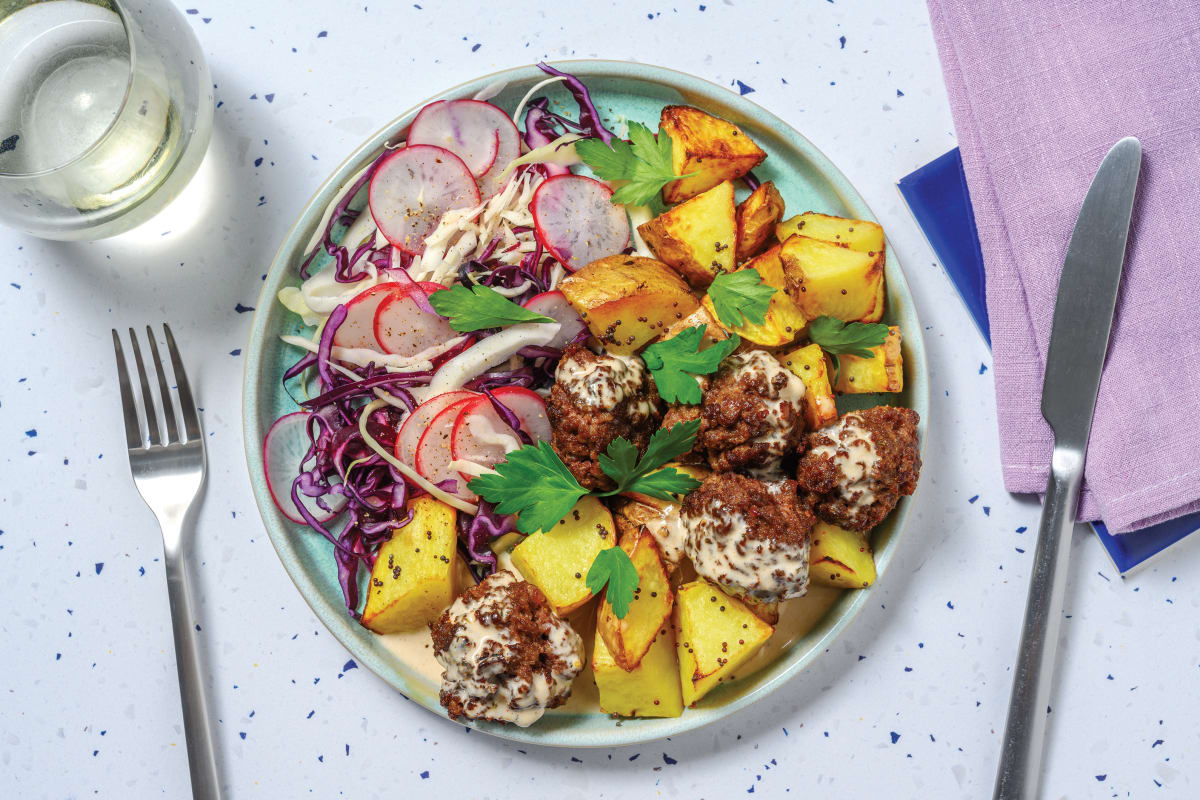 Beef Meatballs & Indian Coconut Sauce