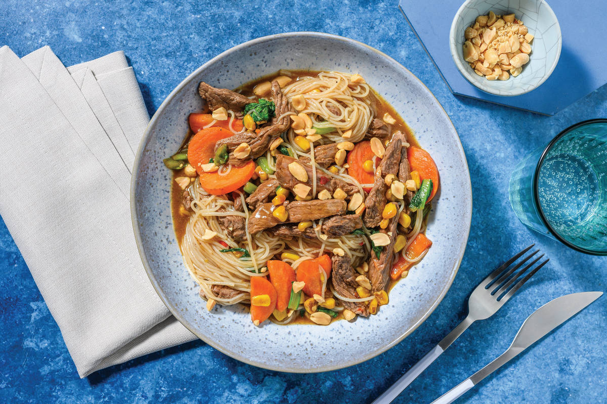 Easy Sweet Chilli Beef & Rice Noodles Recipe HelloFresh