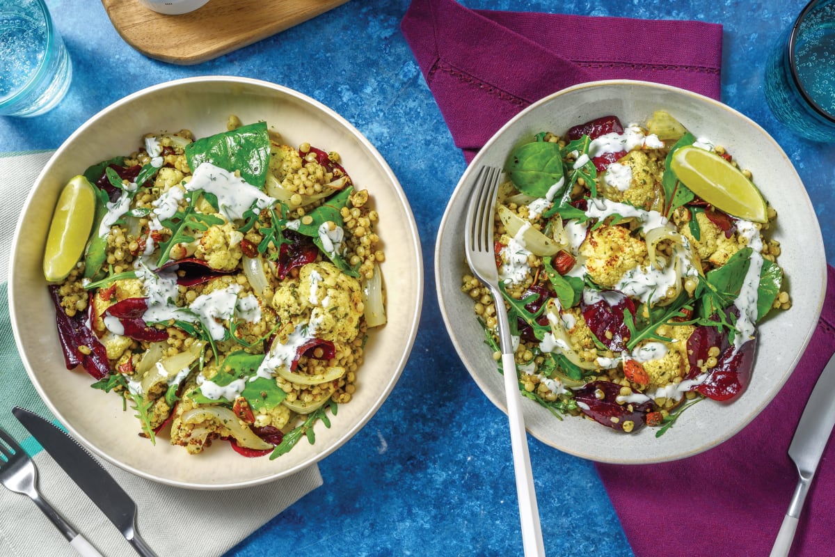 Roast Cauliflower & Basil Pesto Pearl Couscous