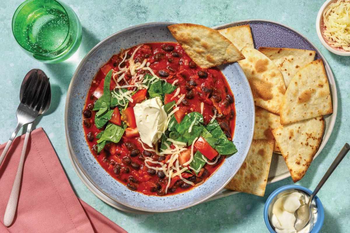 American Black Bean Chilli & Spinach Salsa