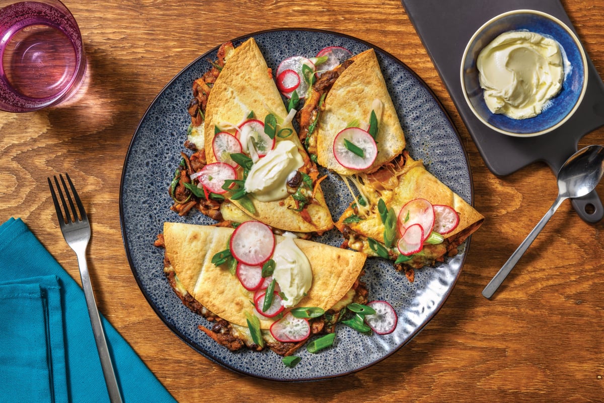 Tex-Mex Black Bean & Beef Quesadillas