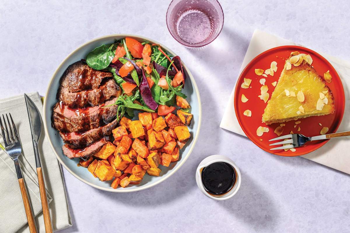 Cherry-Glazed Steak & Spiced Roast Veggies for Dinner