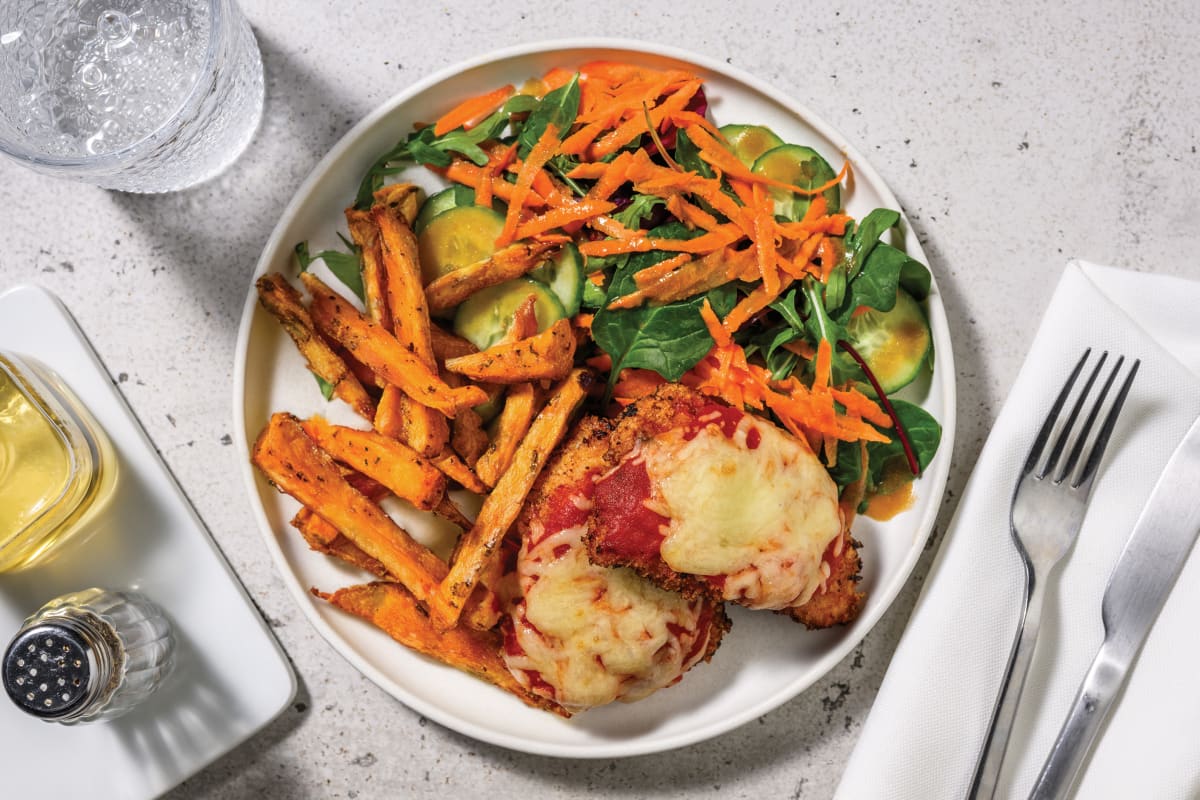 Pork Parmigiana & Hand-Cut Sweet Potato Fries