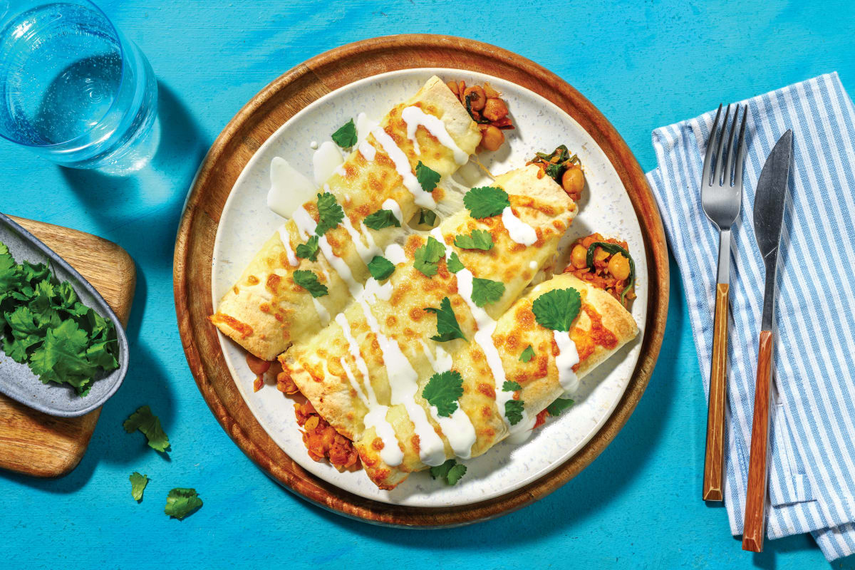 Mexican Smashed Chickpea Enchiladas