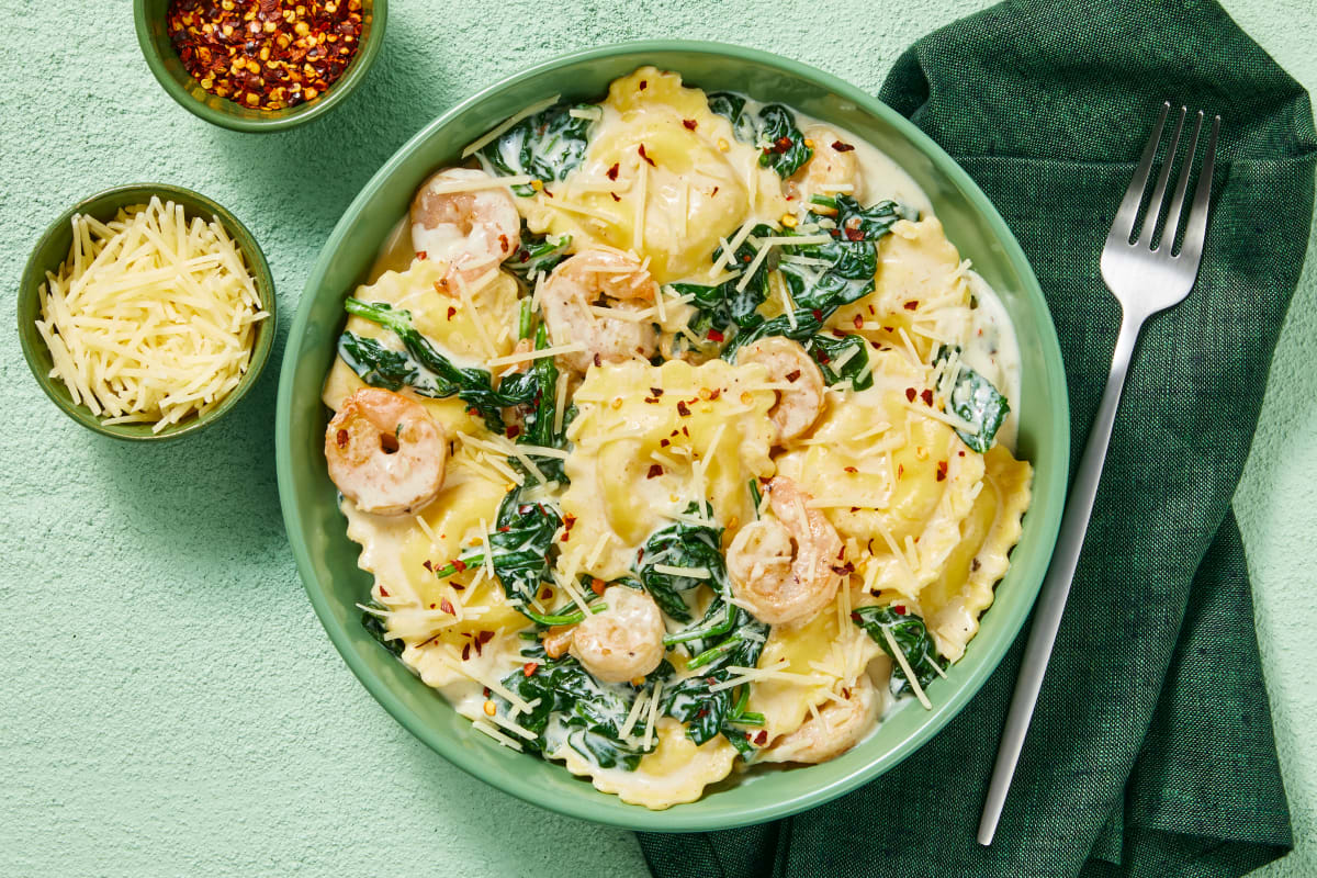 Creamy Garlic Shrimp with Ricotta Ravioli