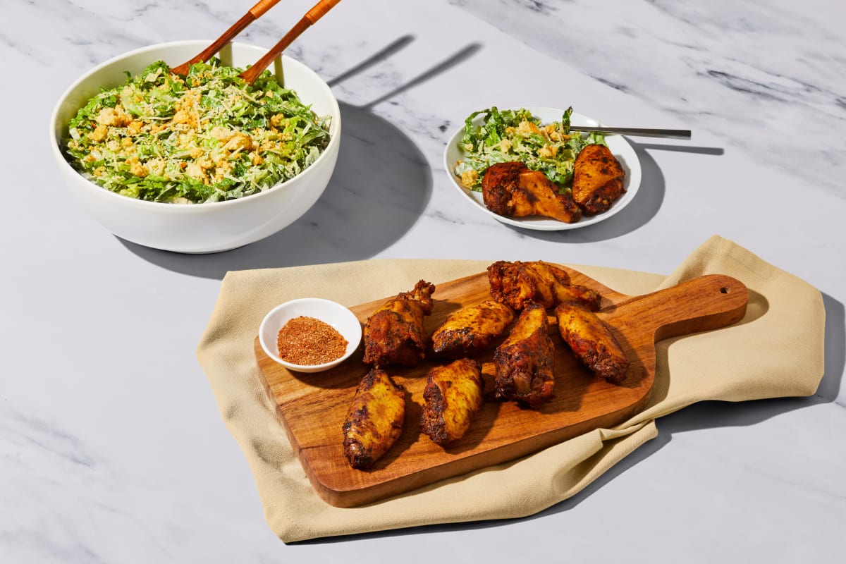 Cajun-Style Wings & Caesar Salad