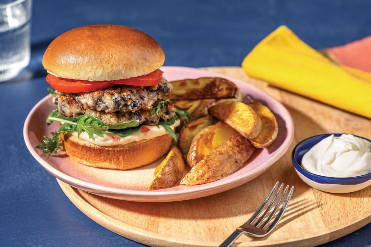 Louisiana Black Bean & Cheddar Burger