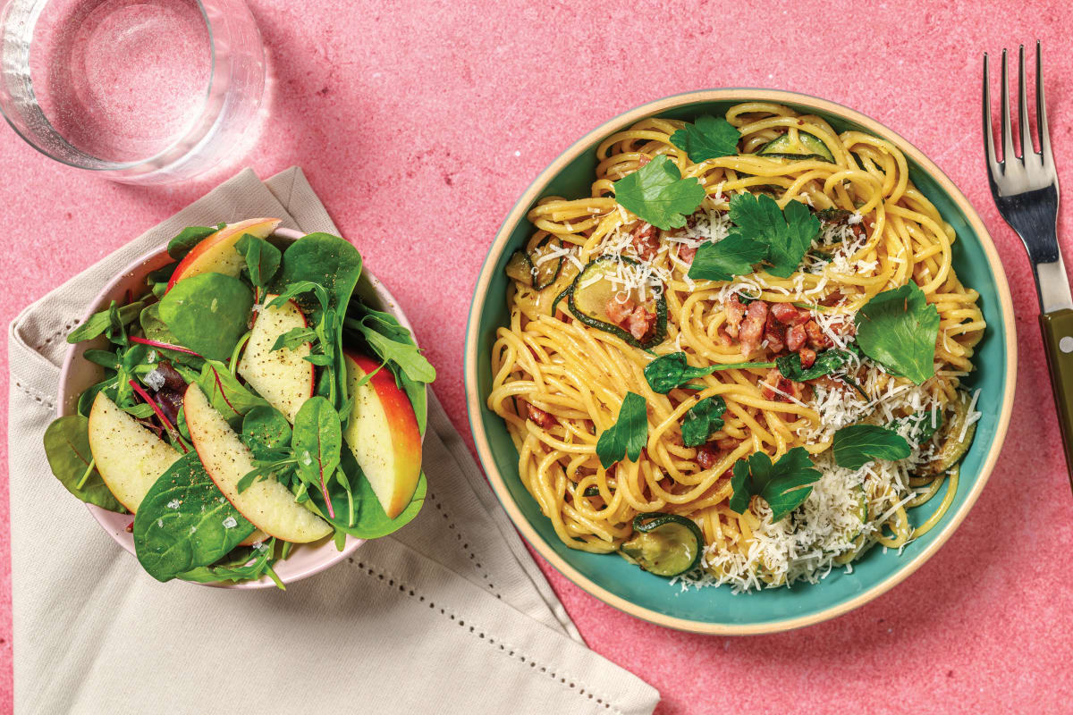 Creamy Mustard, Bacon & Courgette Spaghetti