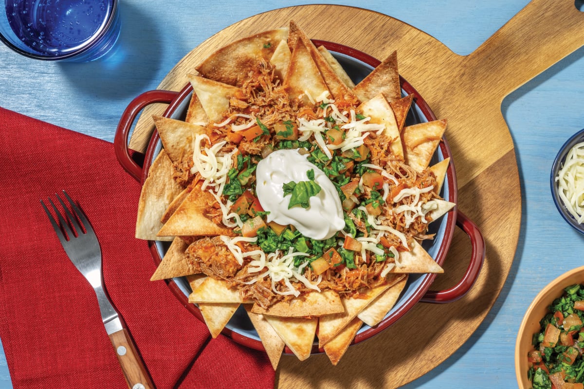 Easy American Pulled Pork Loaded Tortilla Chips