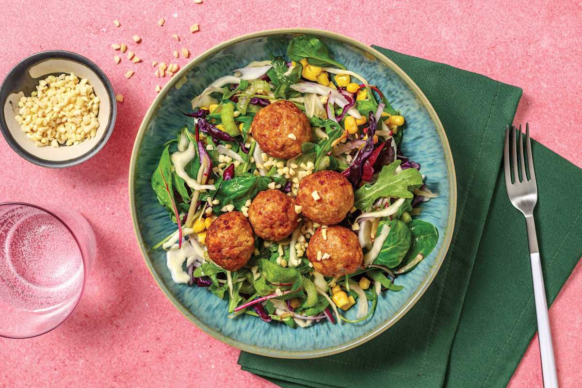 Asian Sticky Pork Meatballs & Ponzu Slaw