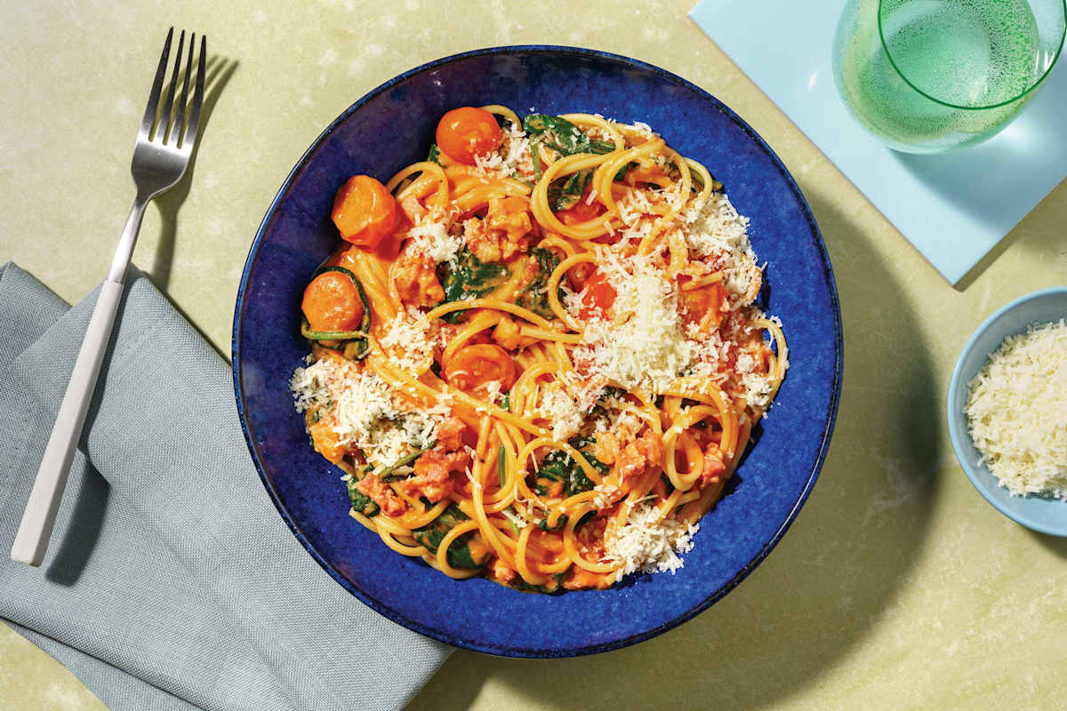 Creamy Bacon & Cherry Tomato Spaghetti
