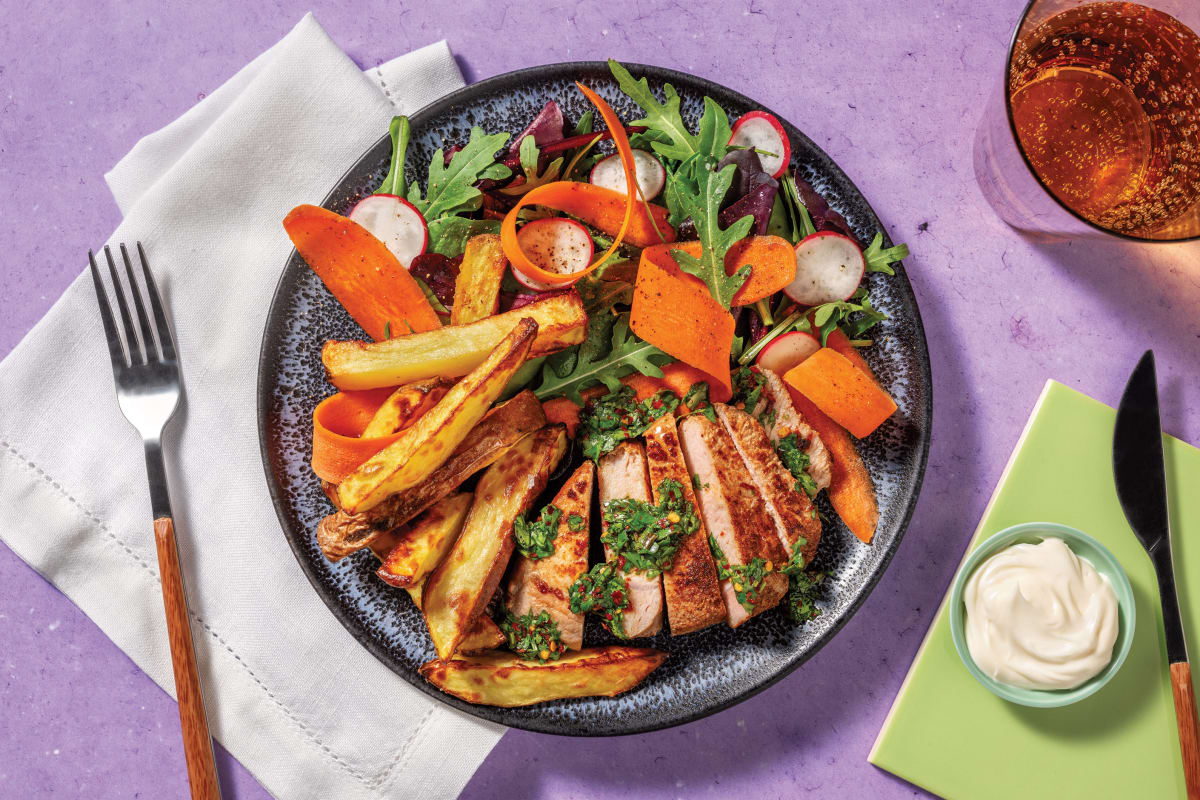 Herby Pork Steak & Potato Fries