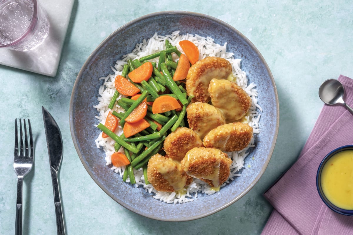 Double Plant-Based Crumbed Chick'n & Garlic Rice