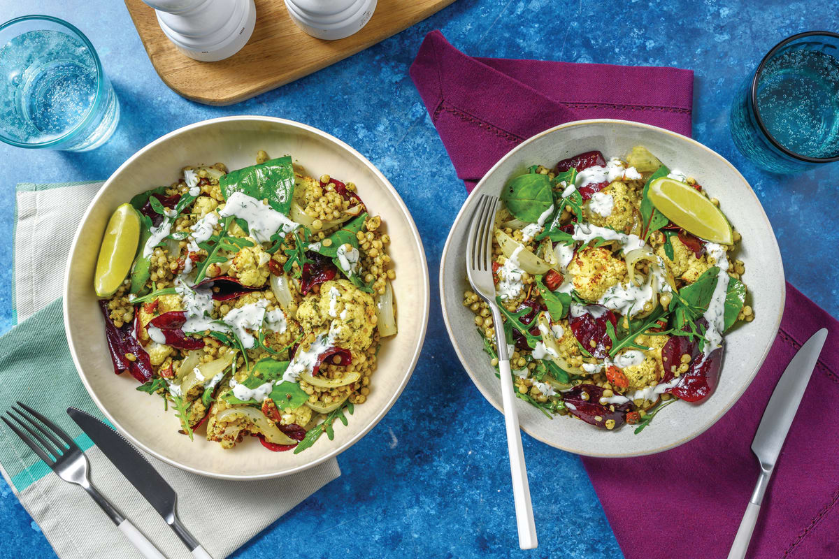 Roast Cauliflower & Basil Pesto Pearl Couscous