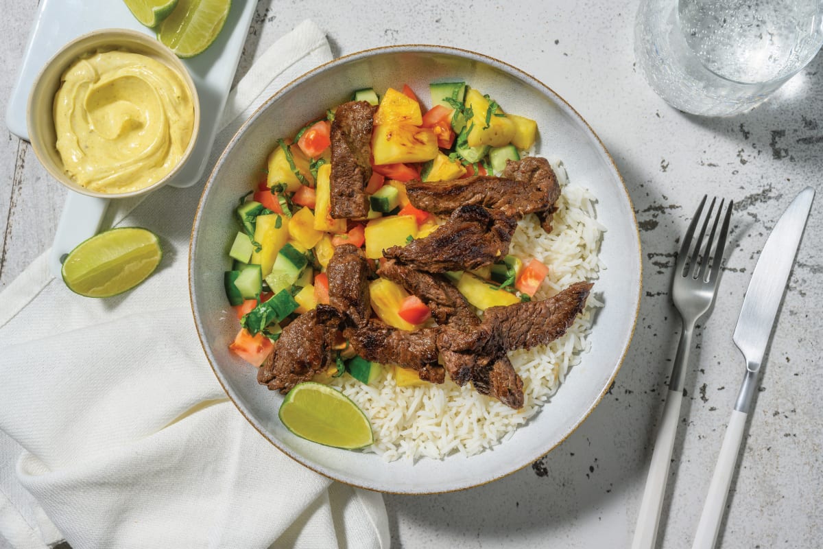 Caribbean Beef & Pineapple Salad Bowl