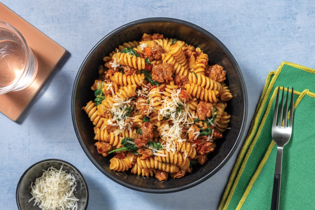 Nan’s Creamy Pork Sausage Fusilli