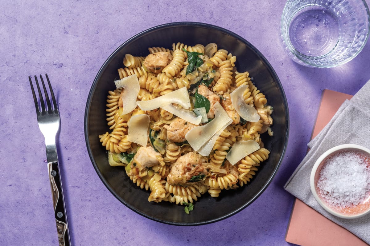 Creamy Chicken, Bacon & Leek Fusilli