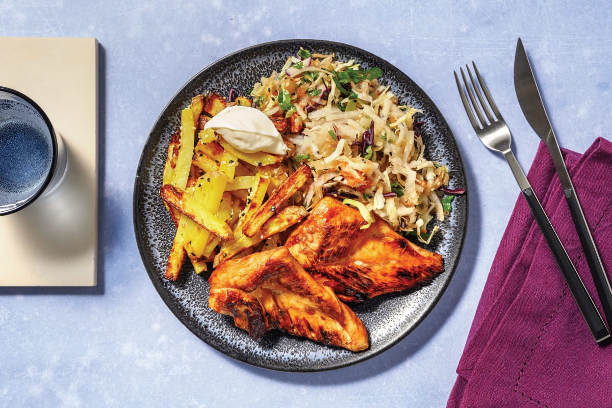 Asian-Style Glazed Chicken & Sesame Fries