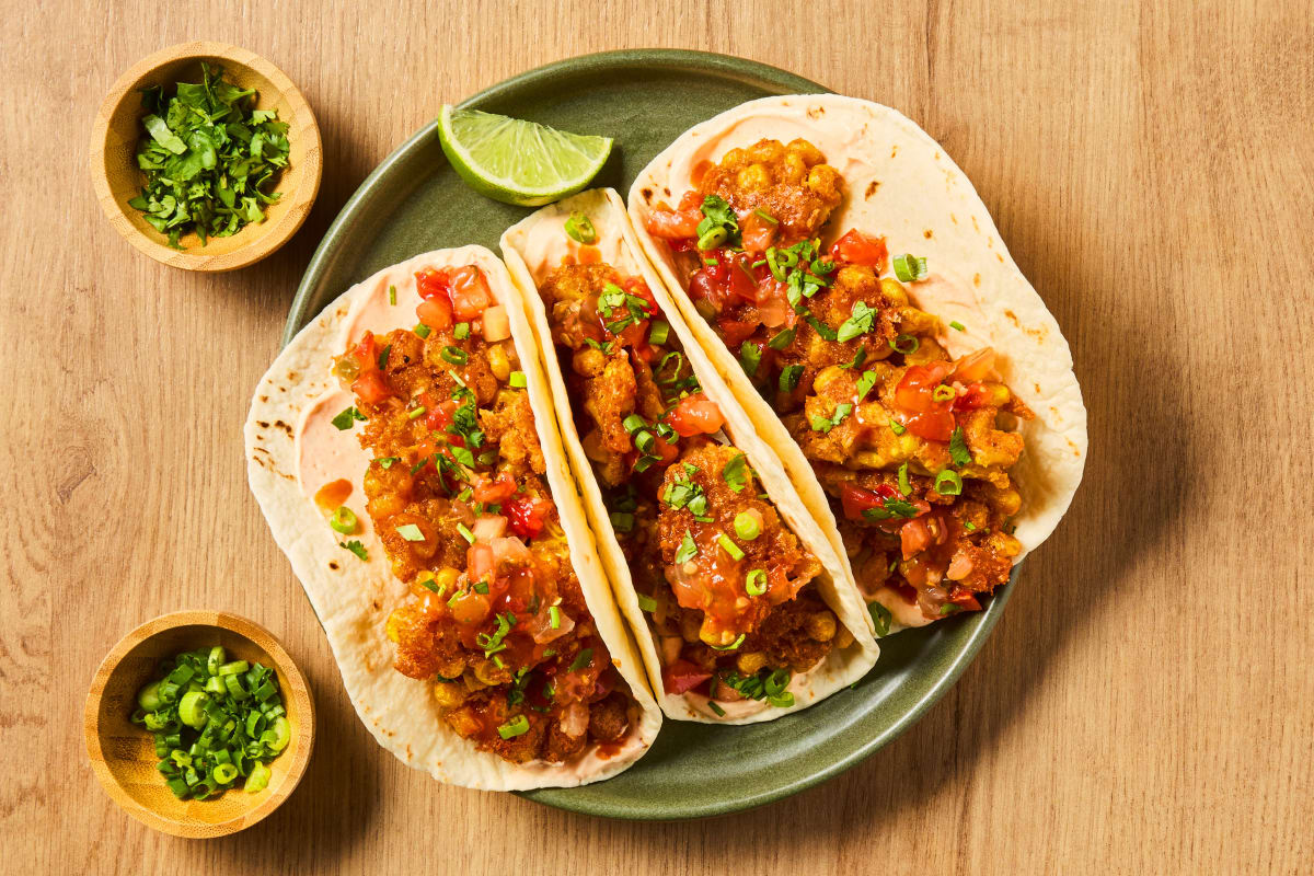 Mexican-Style Cheesy Corn Fritter Tacos