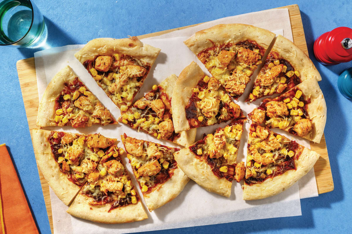 Cheesy BBQ Chicken, Bacon & Corn Pizza