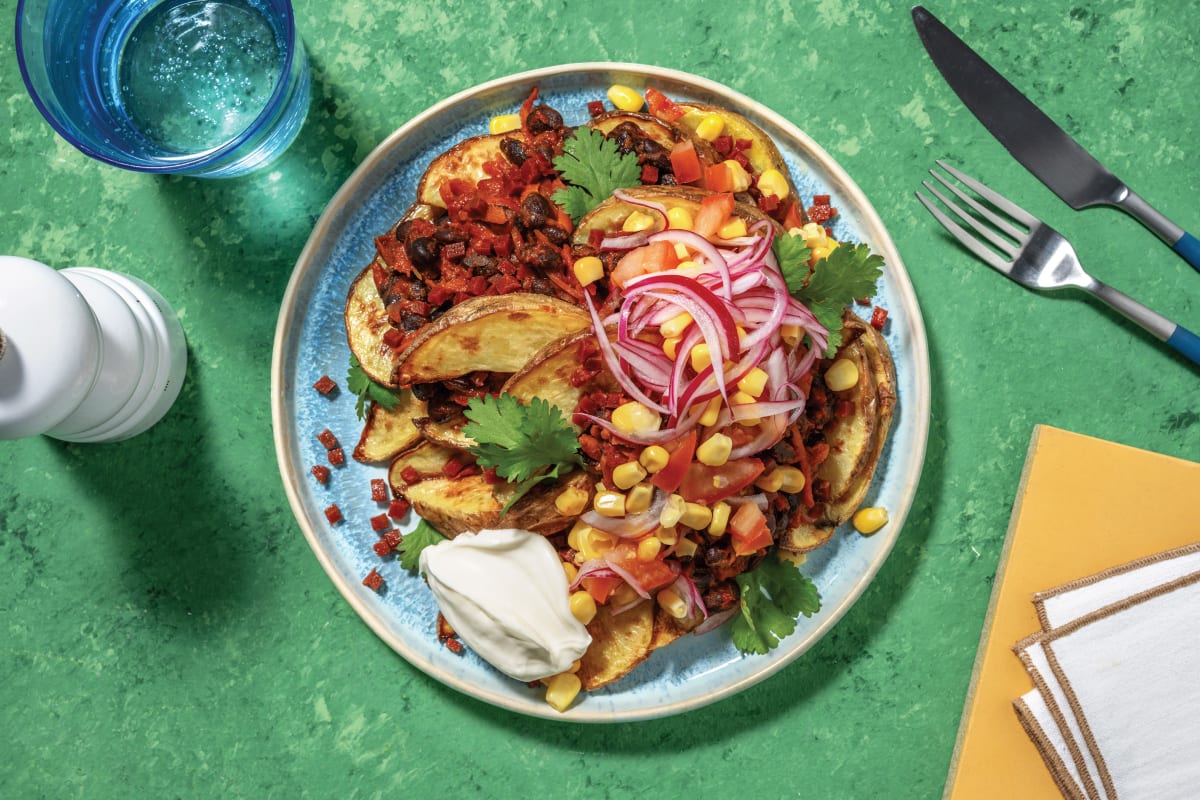 Mexican Beef, Bean & Veggie Loaded Wedges