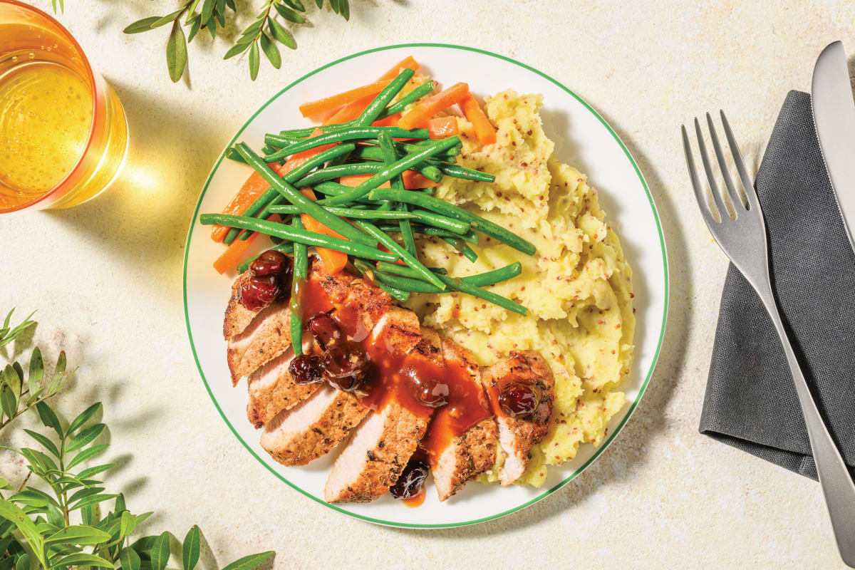 Double Pork Steaks & Sticky Cranberry Sauce