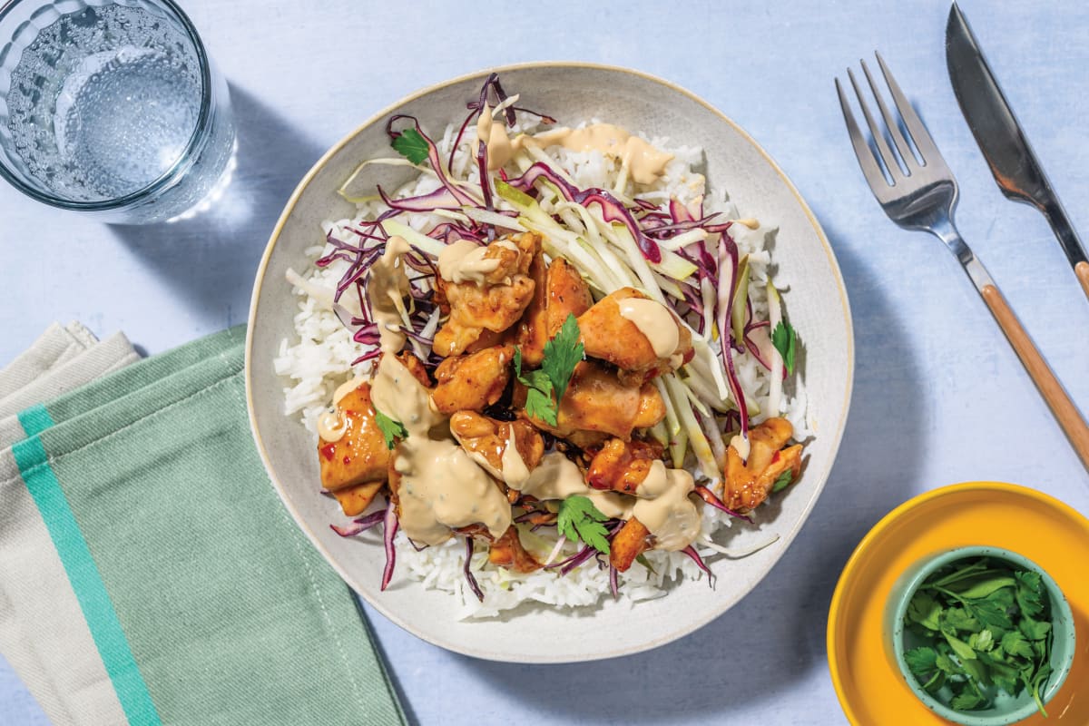 Sweet-Sticky Crispy Chicken & Garlic Rice