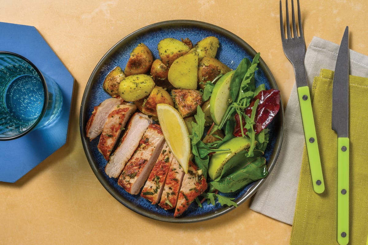 Garlicky Pork Steak & Homemade Pesto Potatoes