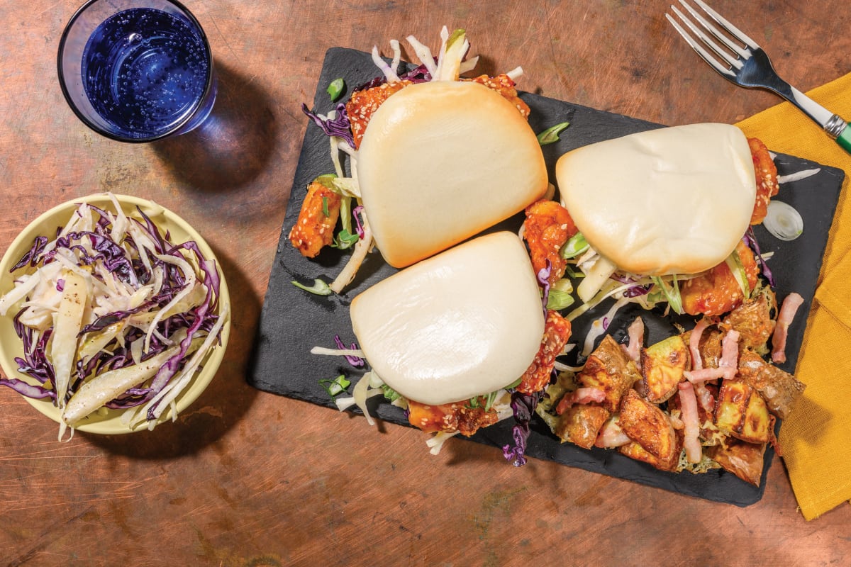 Sweet & Sour Popcorn Chicken Bao Buns