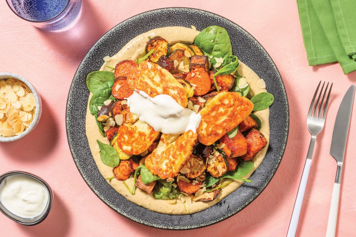 Chicken, Haloumi & Chermoula Roasted Veg Bowl