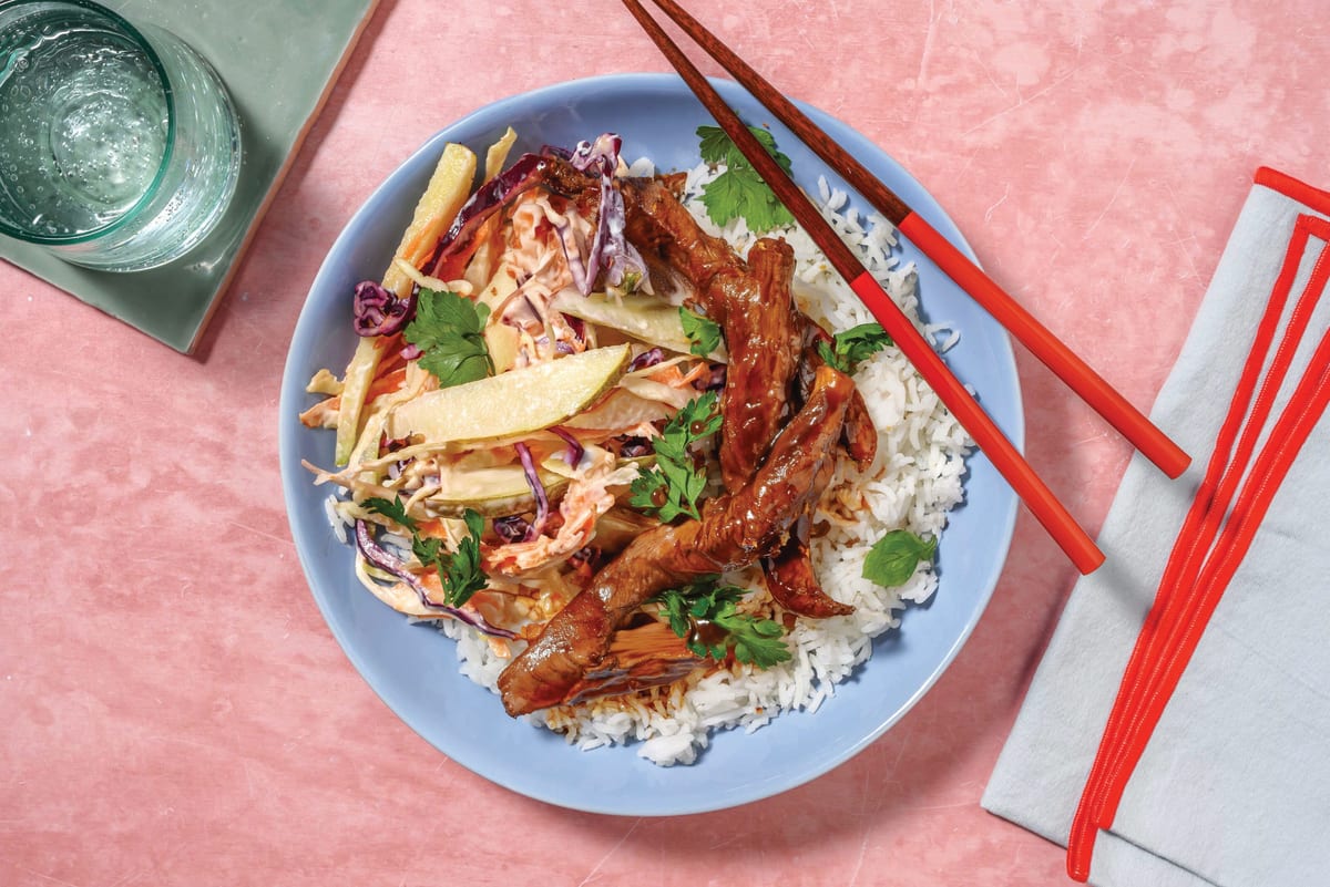 Teriyaki Ginger Beef & Creamy Slaw Bowl