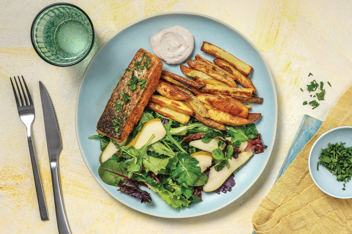 Double Sri Lankan-Spiced Salmon & Fries