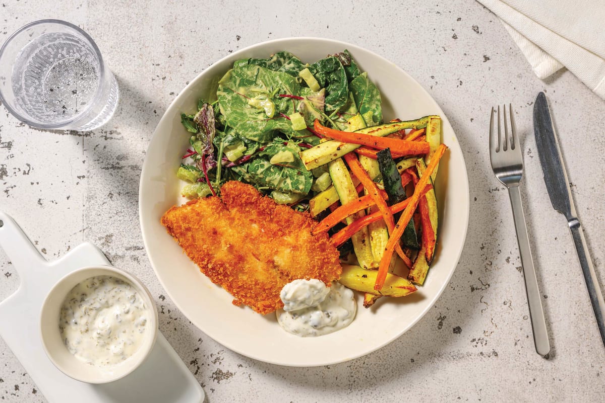 Pan-Fried Salmon & Lemon-Pepper Veggie Fries 