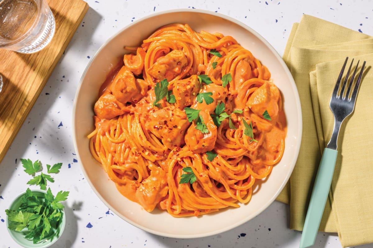 Quick Creamy Chicken & Tomato Spaghetti