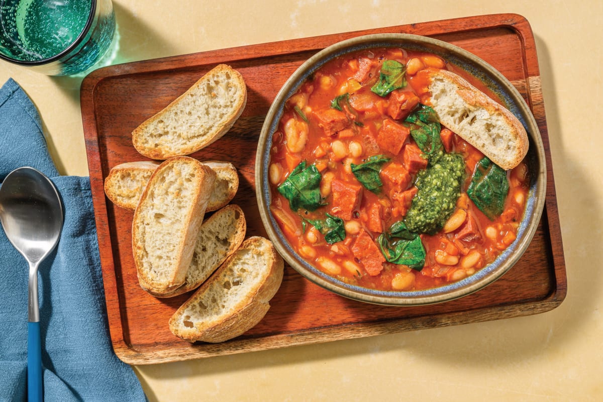 One-Pot Chicken & Chorizo Cannellini Bean Soup