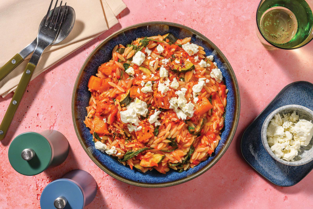 Roast Pumpkin, Beef & Capsicum Relish Orecchiette