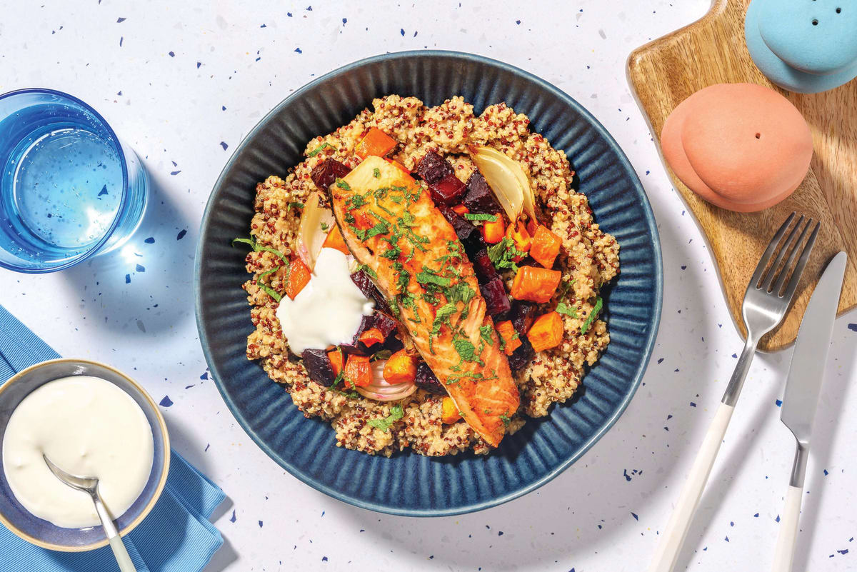 Honey-Glazed Salmon & Moroccan Quinoa