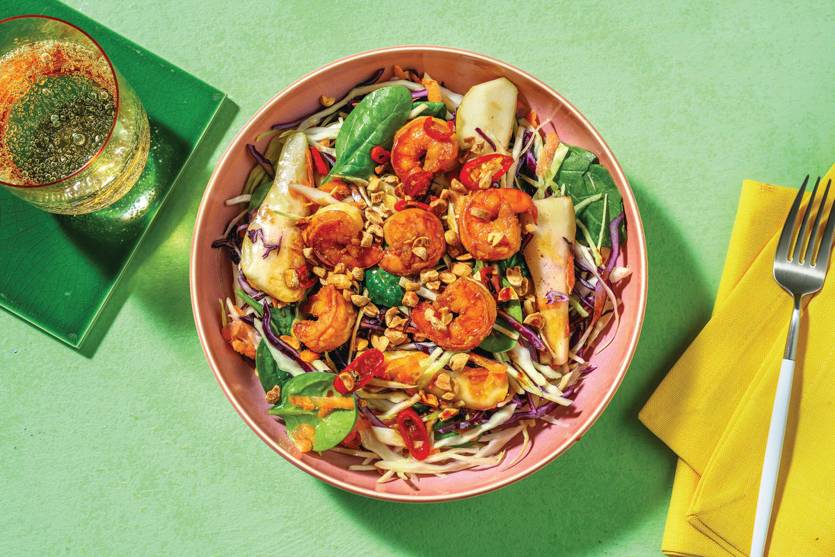 Chilli-Ginger Prawn & Pear Slaw Bowl