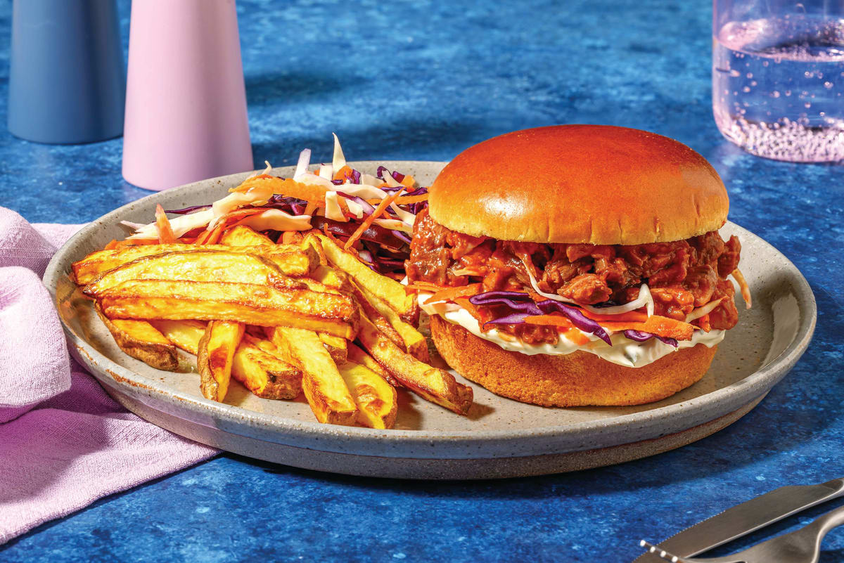 Cheesy BBQ Beef Brisket & Slaw Burger