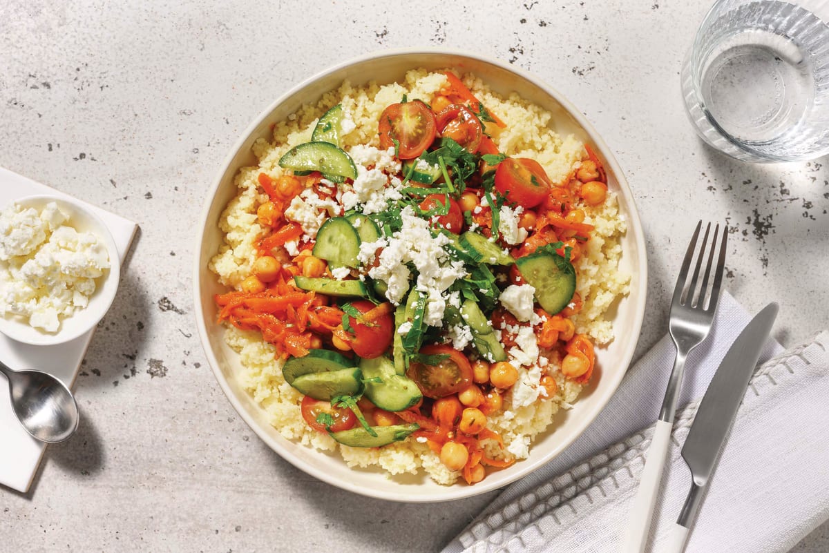 Chicken, Chickpea Couscous & Greek Salad Bowl 